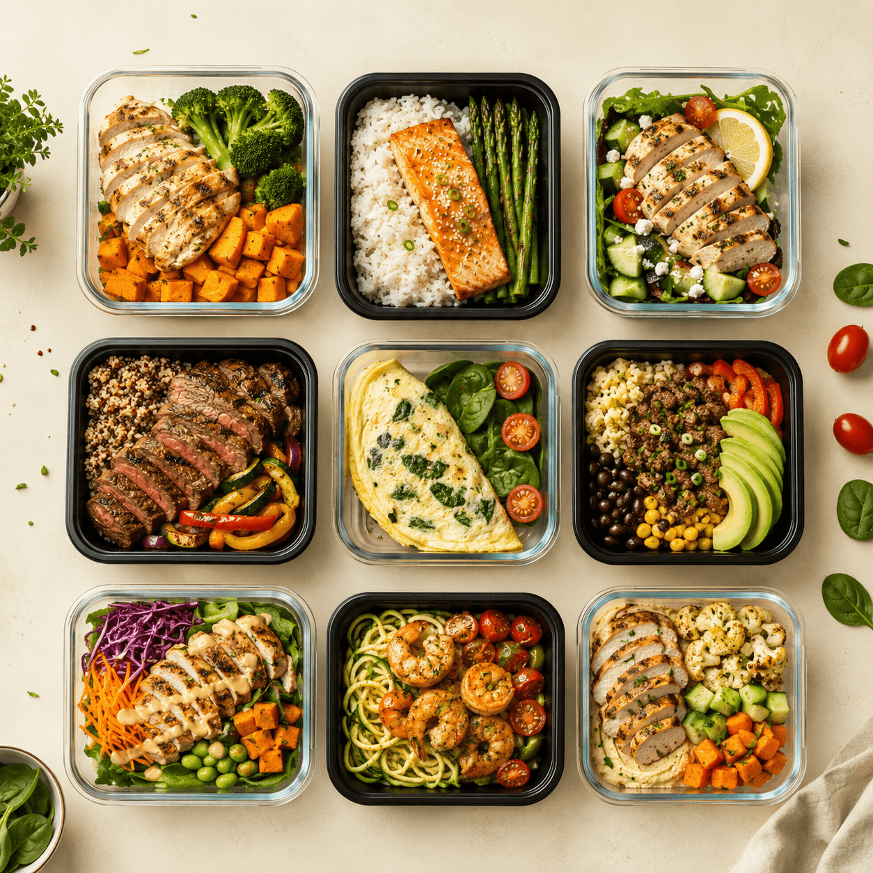 Vista previa del sistema con 120 comidas fit organizadas